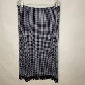 Lennie For Nina Leonard Houndstooth Skirt Fringe Trim Sz Large